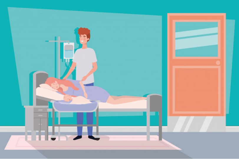 Puérpera, acompanhante e seu recém-nascido em ambiência hospitalar