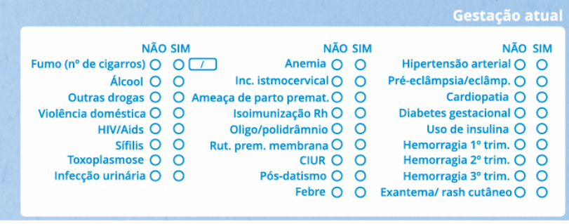 Caderneta - Gestação atual