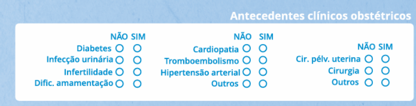 Caderneta - Antecendentes clínicos obstétricos